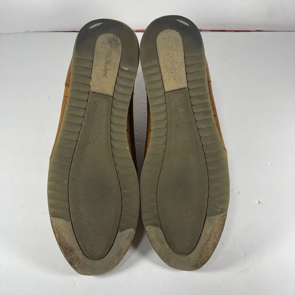 Magnanni Men’s Leather Perforated Sneakers | Size 9 M | Cognac Tan Made In Spain
